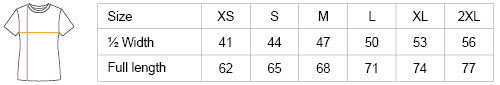 neutral recycled ladies performance tee size guide