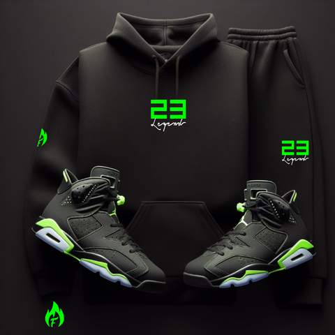 sneaker matching black and neon green 23 hoodie