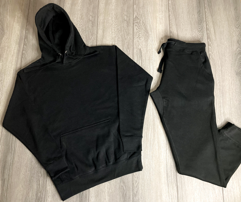 Black Sweatsuit Hoodie Joggers Blank Set