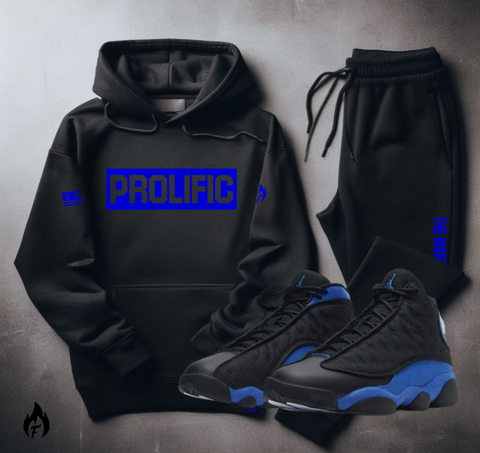 Prolific Hoodie and Joggers Set Black and Blue