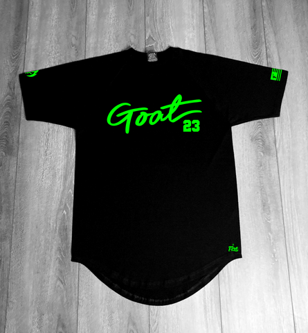 GOAT 23 Black Sneaker Tee To Match Air Jordan 6 Electric Green
