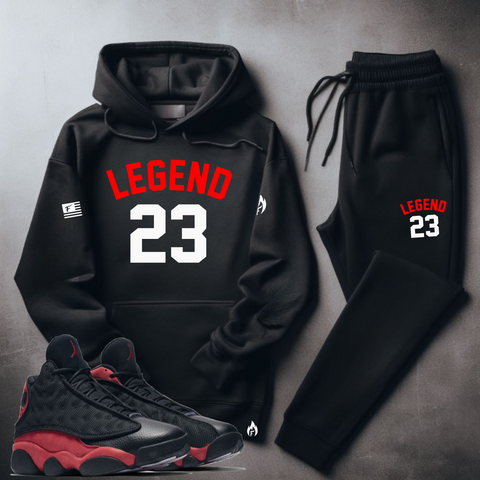 Legend 23 Hoodie and Joggers Sweatsuit to Match Air Jordan 13 Bred