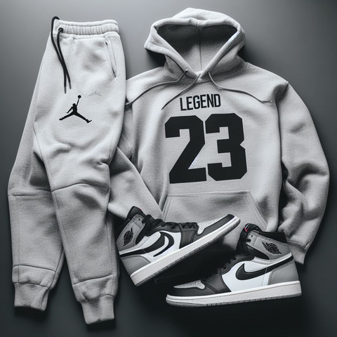 gray hoodie and joggers sweatsuit