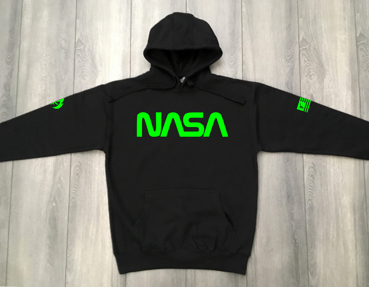NASA Black Hoodie To Match Lime Green Air Jordans - Threads On Fire
