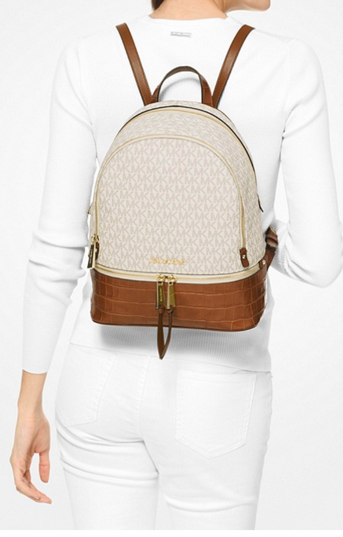 rhea medium logo jacquard backpack