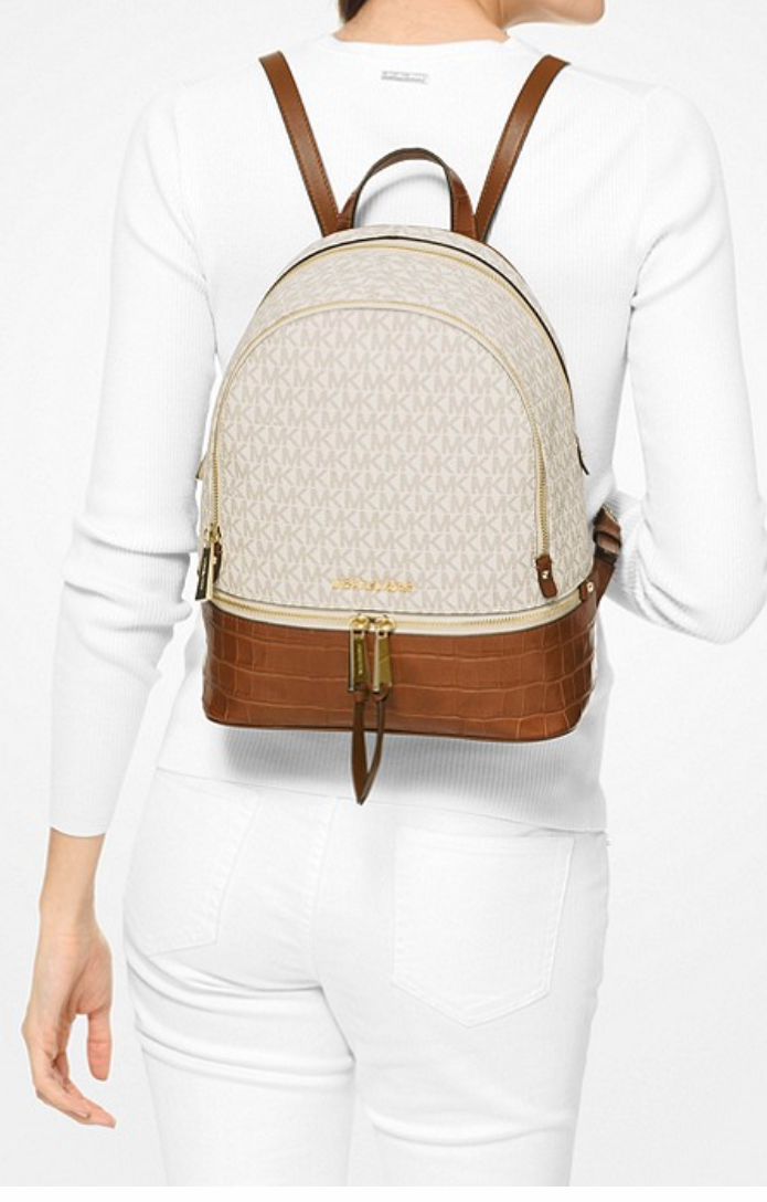 rhea medium logo and leather backpack