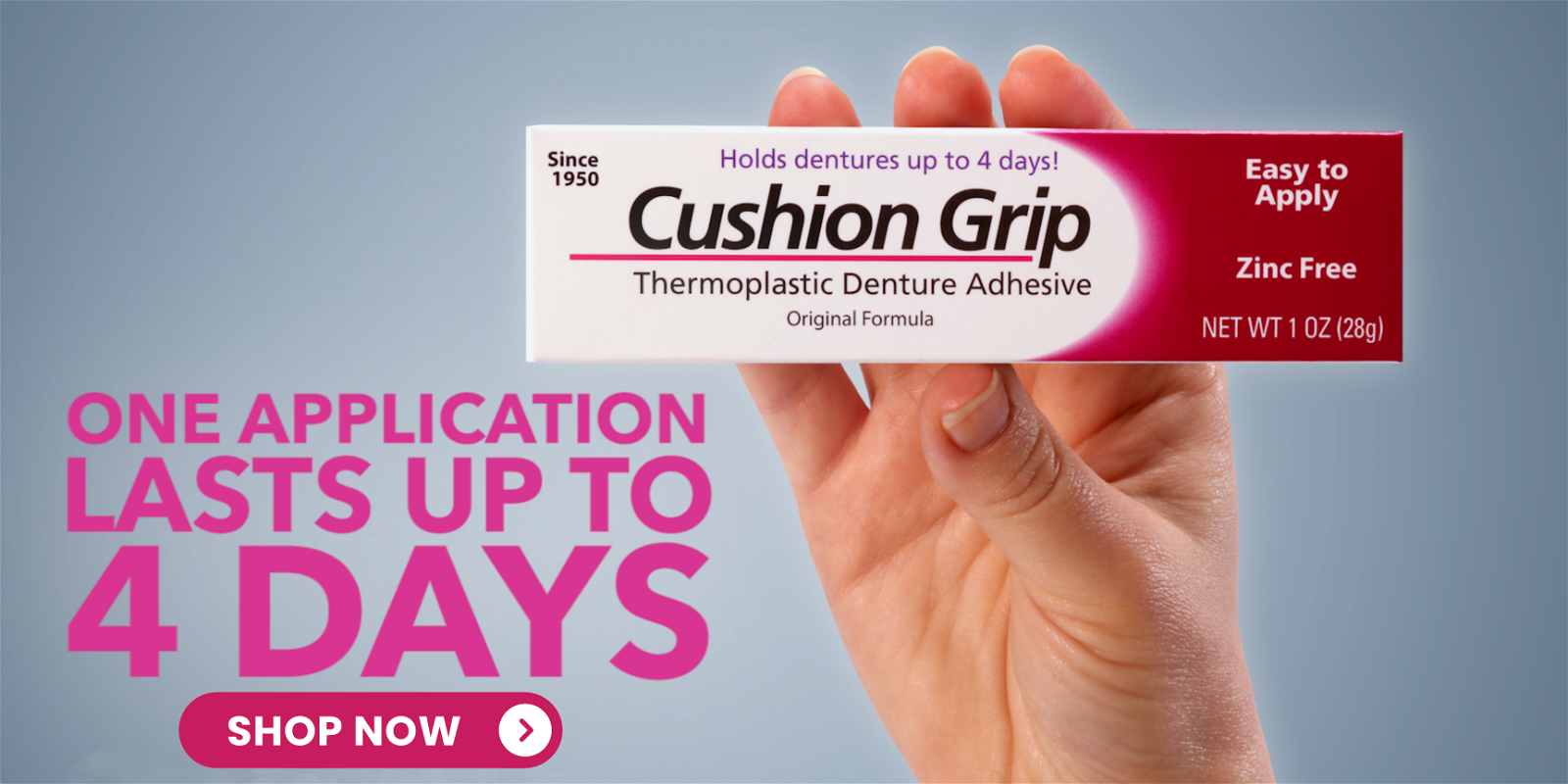 A Denture Adhesive that Improves the Fit and Comfort of Your Dentures. – My Cushion  Grip