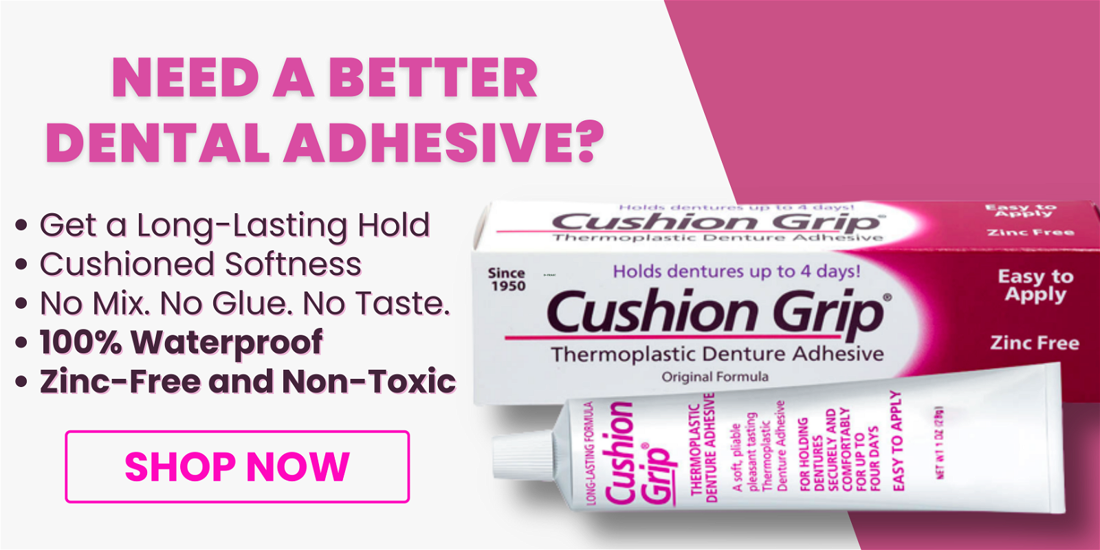 A Denture Adhesive that Improves the Fit and Comfort of Your Dentures. – My  Cushion Grip