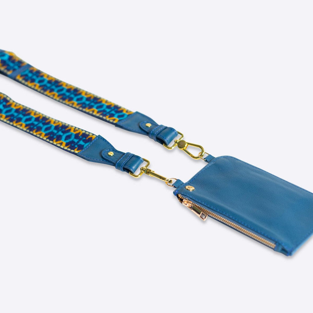 Leather Crossbody Cell Phone in Blue I Hampton Road Designs