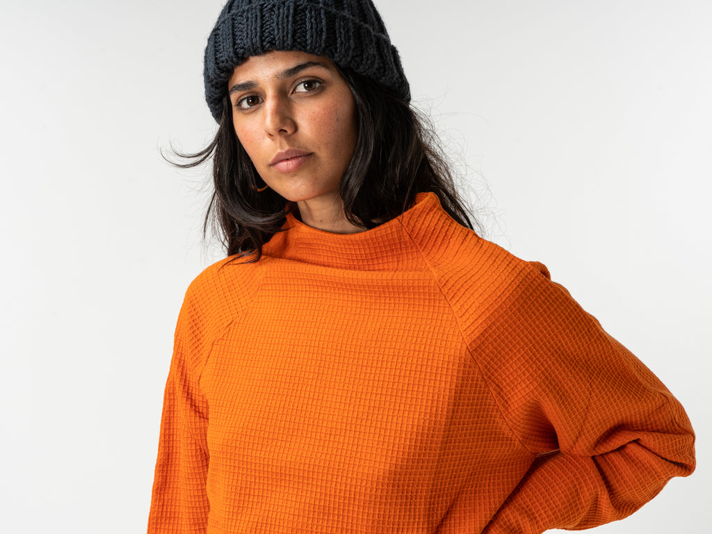 Download SWEATSHIRT WAFLE MOCK NECK ORANGE | +351