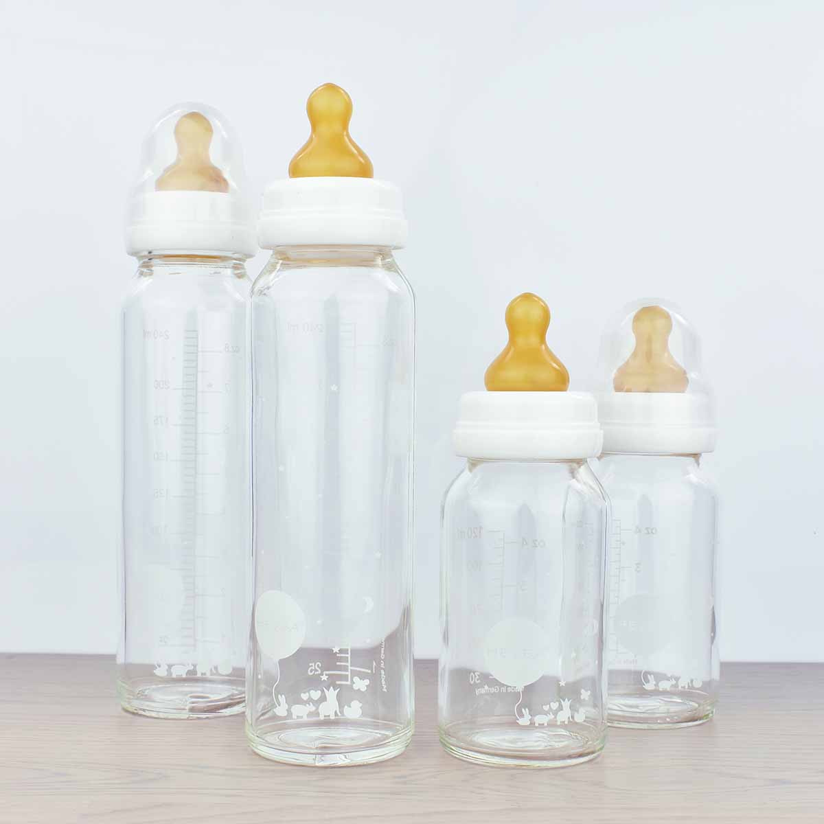 aanvulling Bijproduct Van Glazen babyfles / baby drinkfles 120ml Hevea | MIISHA Eco Shop