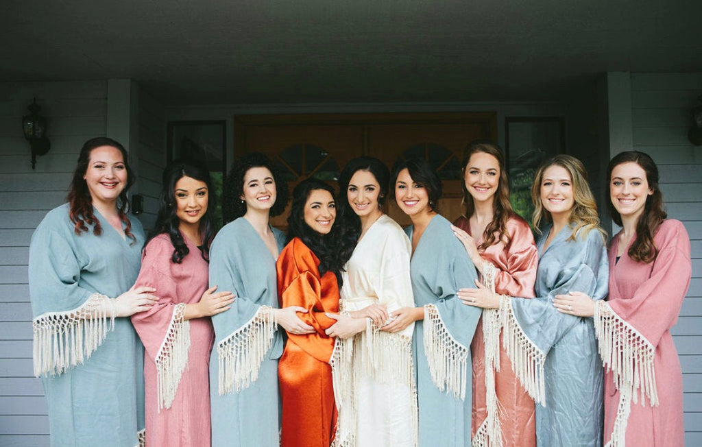 bridal party in bridesmaid robes