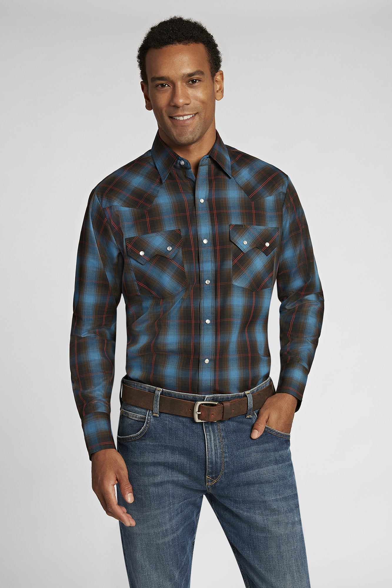 Men's Sleeveless Brown Plaid Shirt | Ely Cattleman® Official