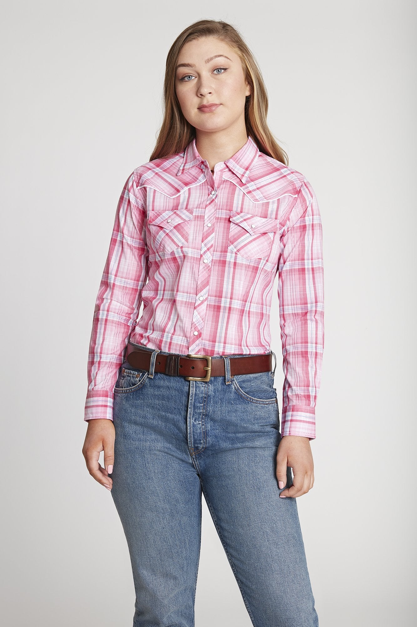 ladies pink western shirt