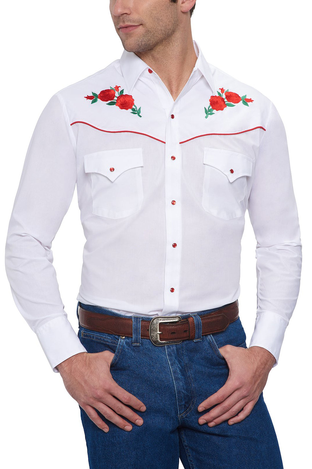 red and white western shirt