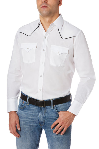 Men's Long Sleeve Western Shirt with Contrast Piping | Ely Cattleman ...