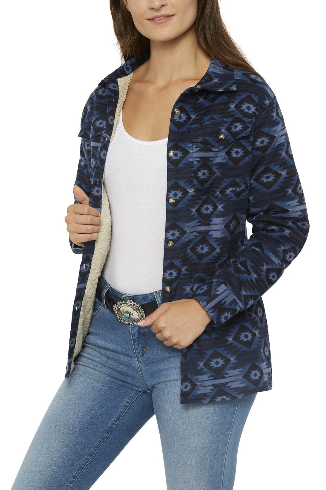 Women's Sherpa Lined Aztec Flannel Shirt by Ely Cattleman