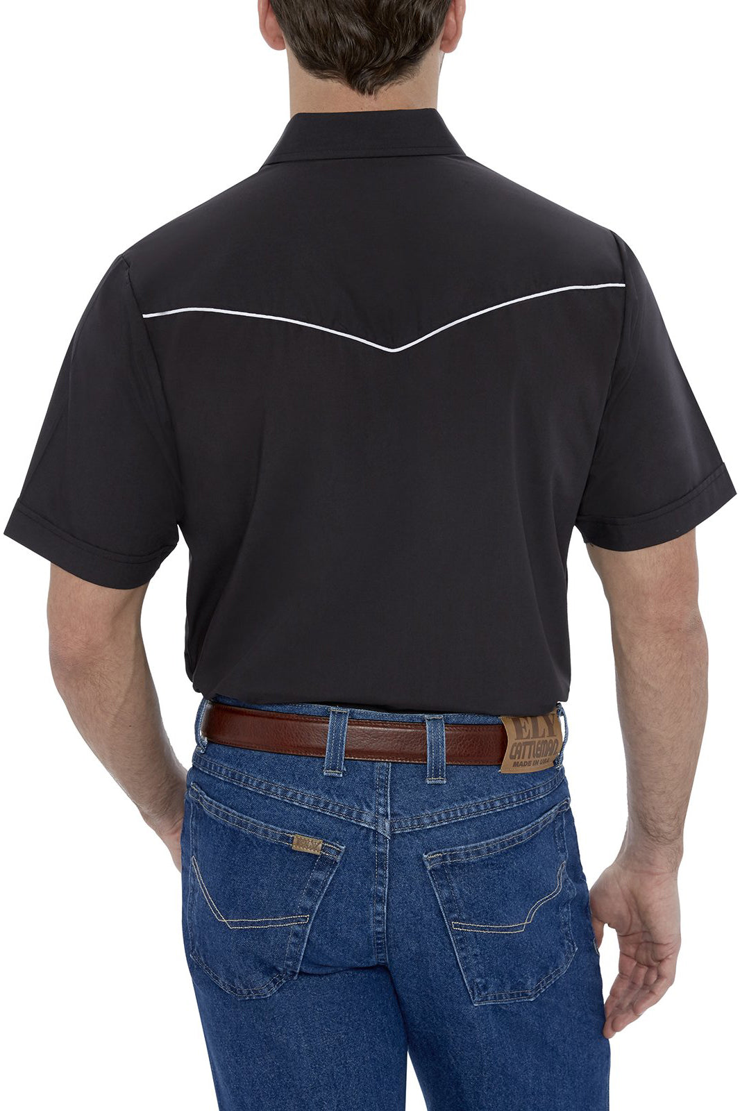Western Ely Cattleman Men's SHORT Sleeve Shirt Easy Care Black - 2