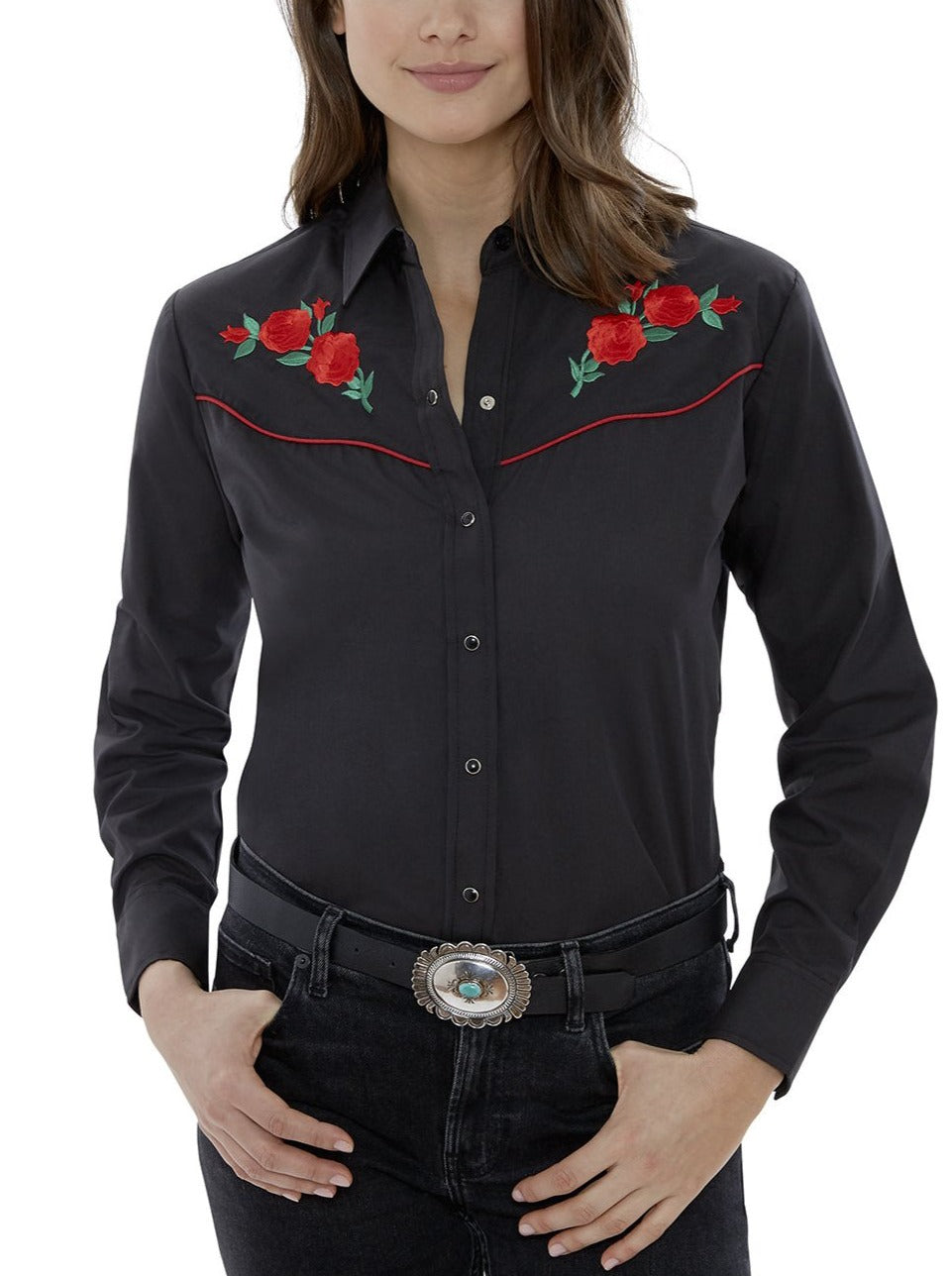 black and red rose shirt