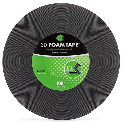 iCraft 3D Foam Tape Jumbo Roll (Black) 1/8 Thick x 54 ft –