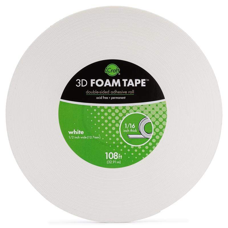 Image of iCraft 3D Foam Tape Jumbo Roll (White) 1/16 Thick x 108 ft