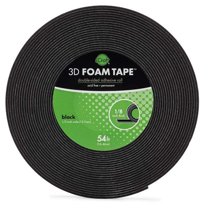 iCraft 3D Foam Tape Jumbo Roll (Black) 1/16 Thick x 108 ft –