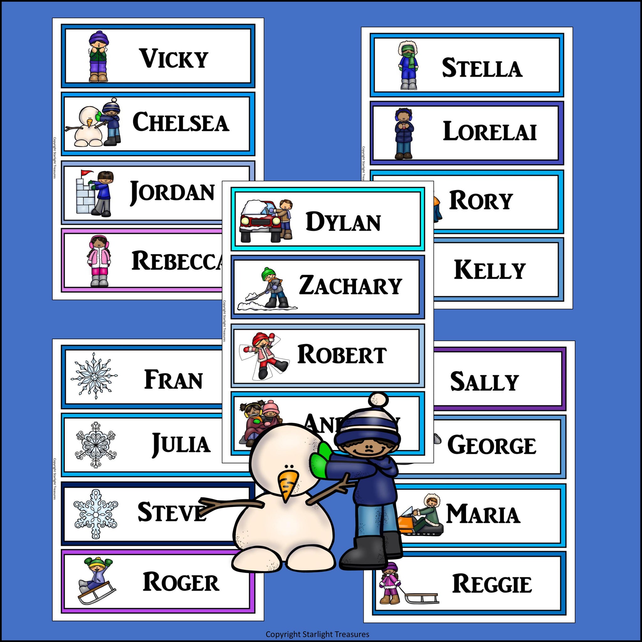 Winter Name Tags Editable Starlight Treasures LLC