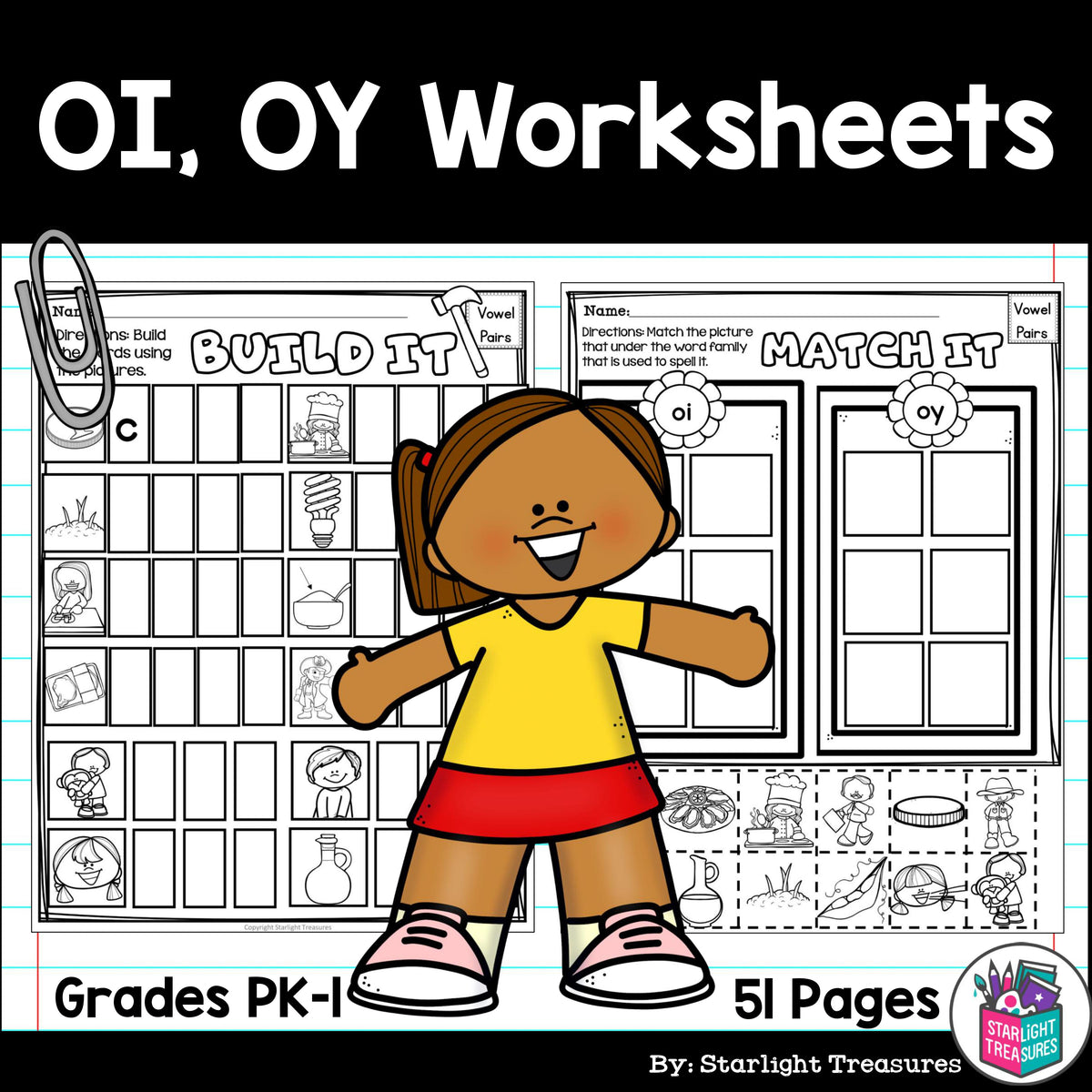 Vowel Pairs OI, OY Worksheets and Activities for Early Readers - Phoni