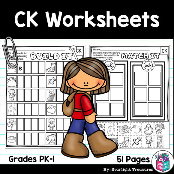 words ending in ck worksheets and activities for early