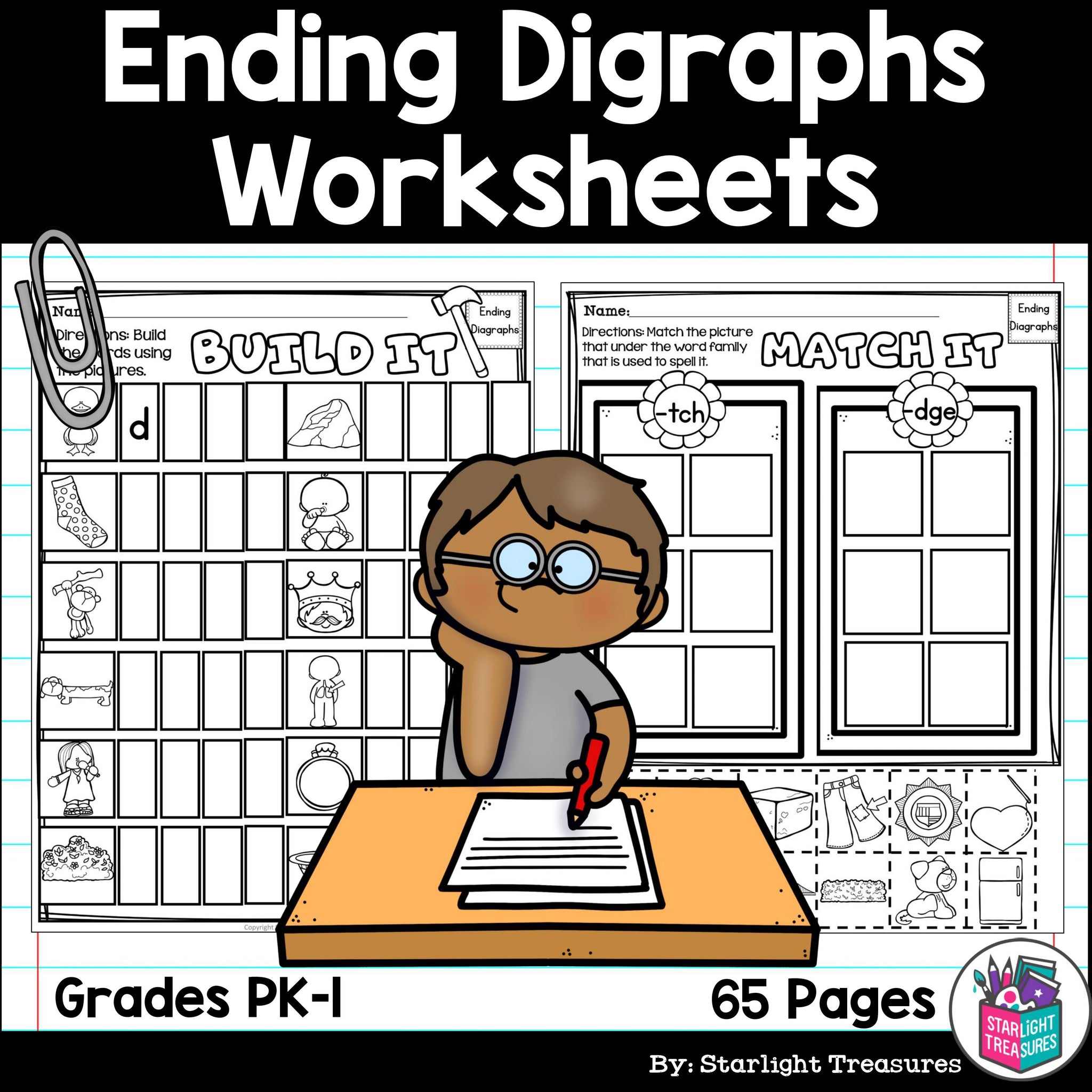 ending digraphs worksheets and activities for early readers phonics starlight treasures llc