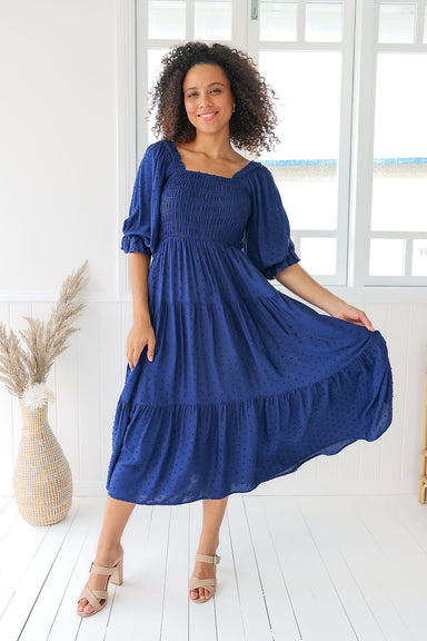 The Mica Dress - Striped Blue — Sparrow & Finch Boutique