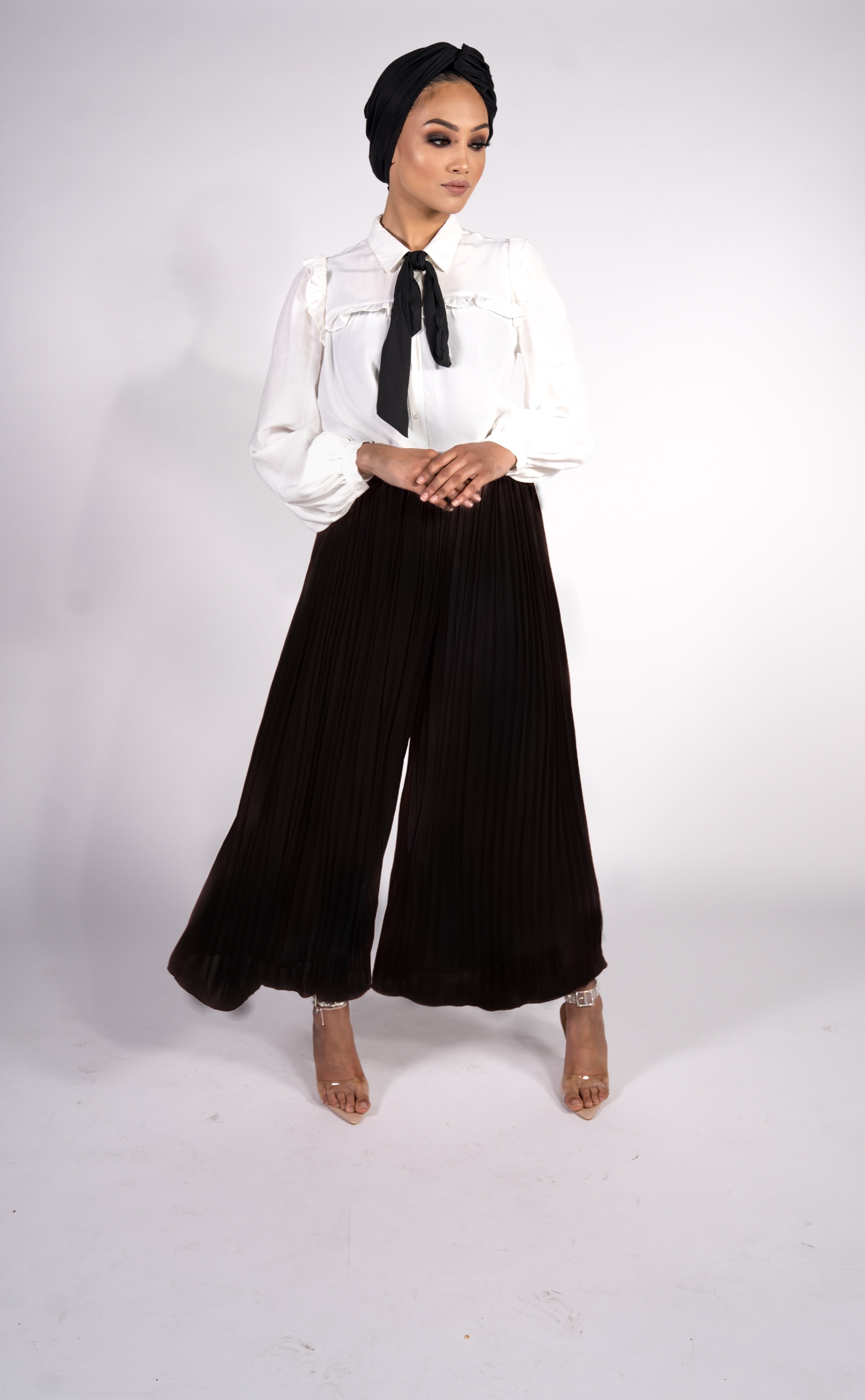 Soft Tailored Pleat Panelled Wide Leg Trousers | Karen Millen