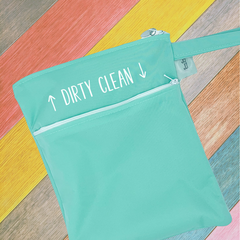 Two pocket waterproof wet bag with clean and dirty designation