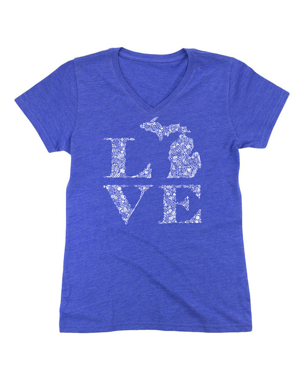 Love Floral - Ladies' V-Neck – Live Love Michigan