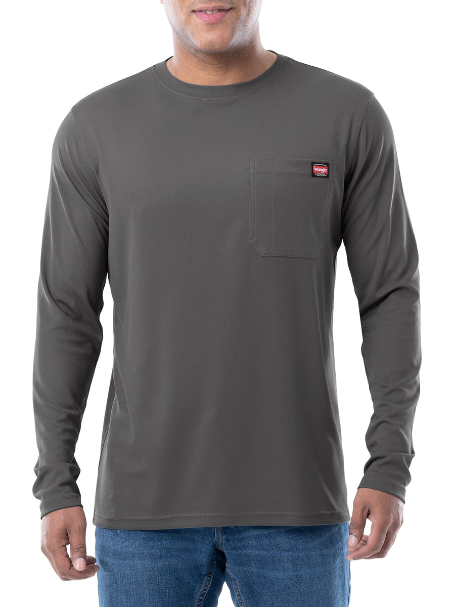 Wrangler - Workwear Men's Long Sleeve Poly Performance Pocket, T-Shirt –  