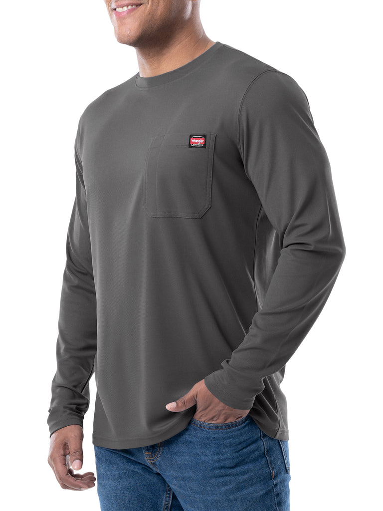 Wrangler - Workwear Men's Long Sleeve Poly Performance Pocket, T-Shirt –  