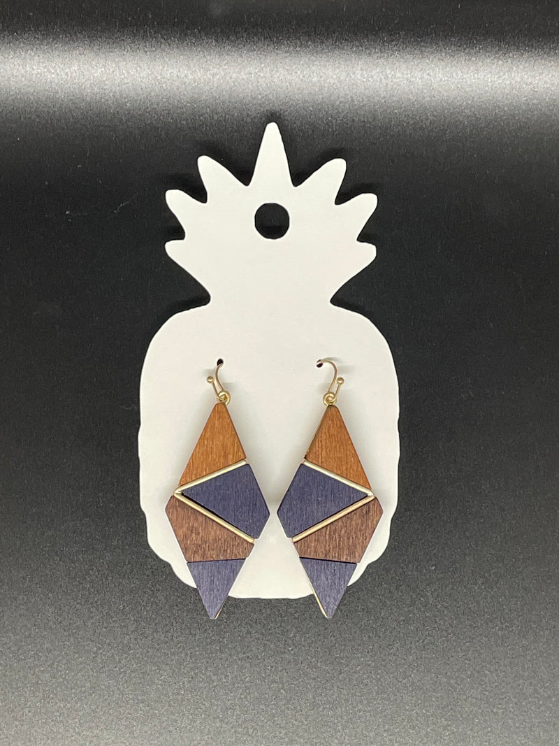 Wood Color-block Geometric Earrings