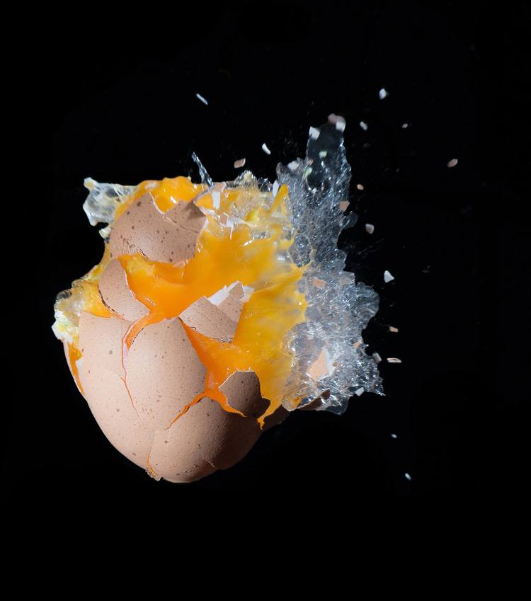 Open the shutter just a split second later, and the exploding egg would have been missed