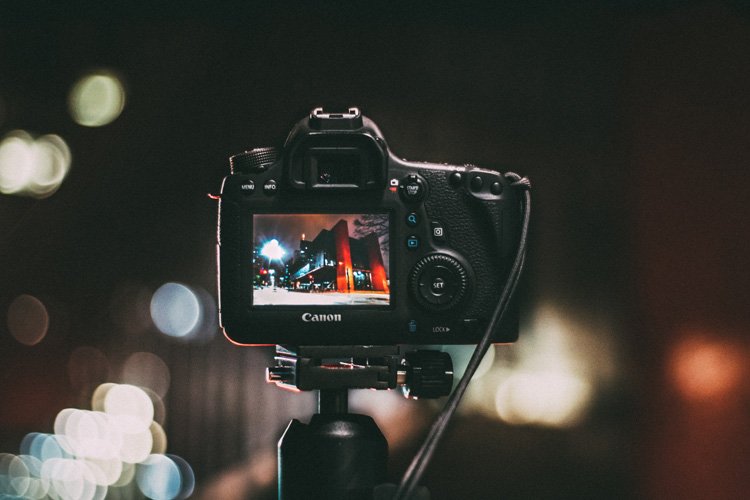 A camera capturing a city timelapse at night