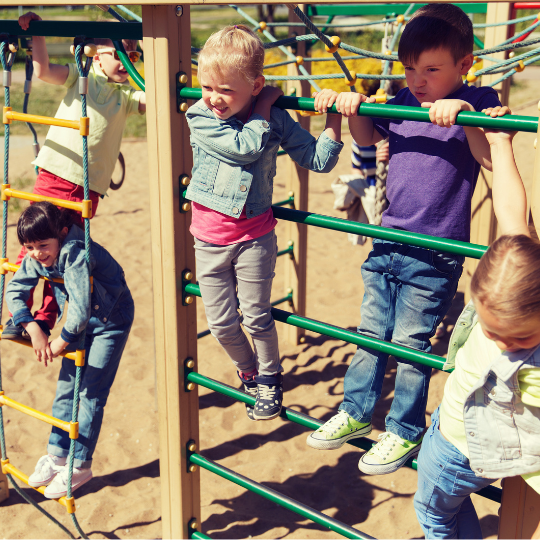Group of kids on playground equipment