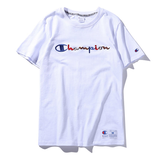 Ready Stock Champion Embroidered Tee White Colourful Logo