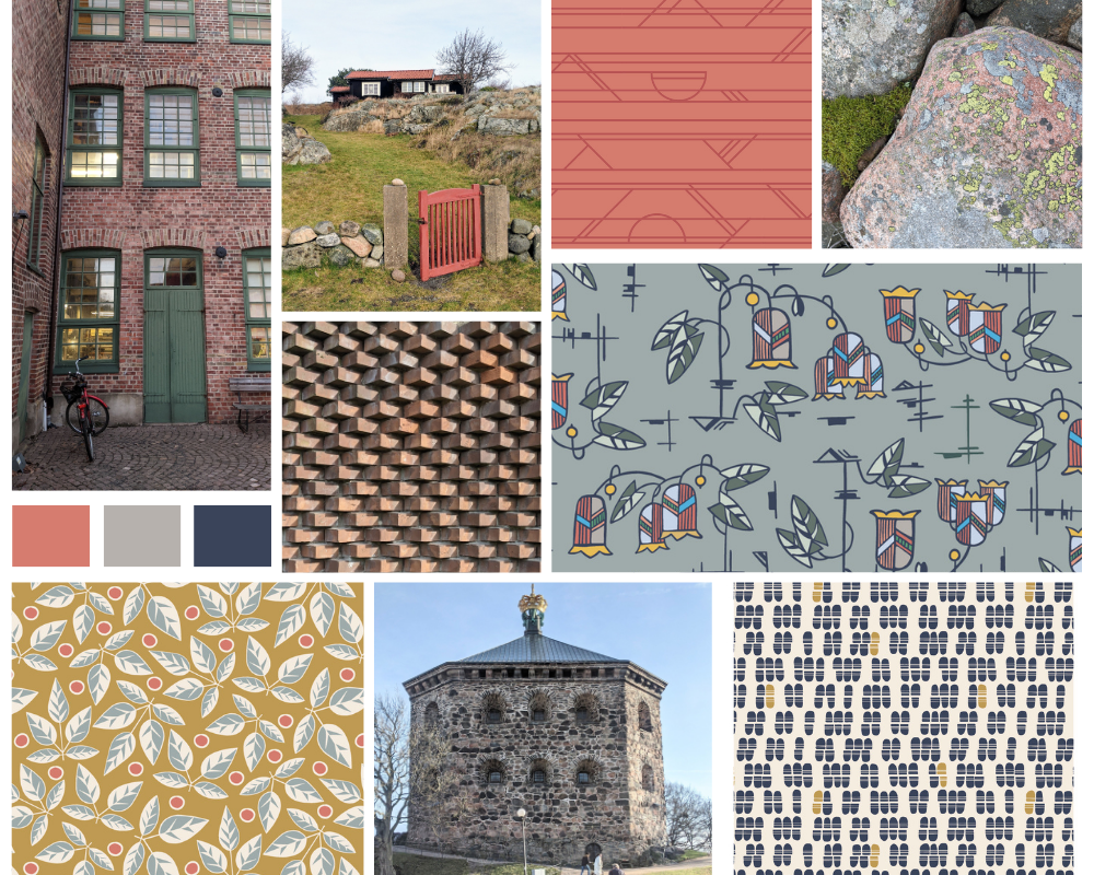 mood board for scandinavian fabric collection