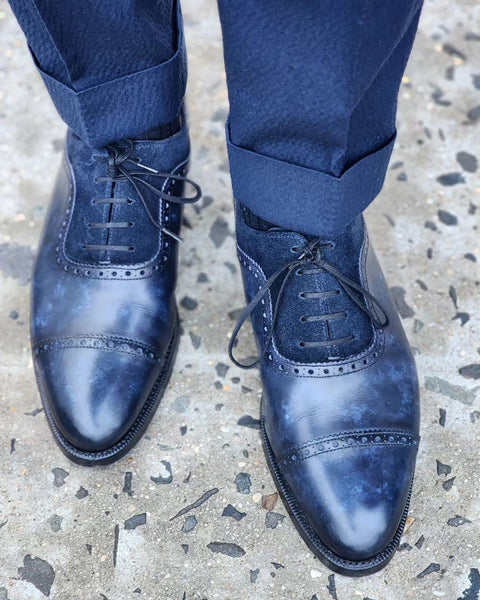 blue calfskin suede oxford adelaide