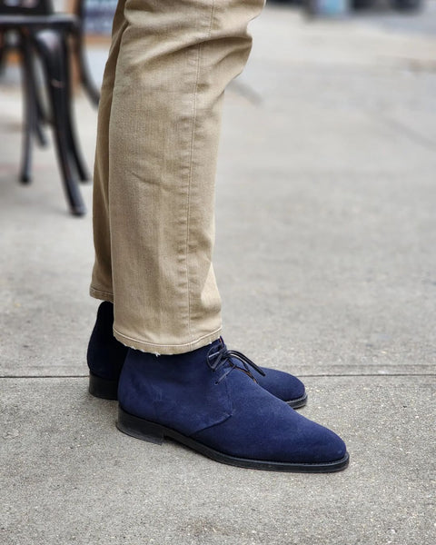 blue suede chukka boots