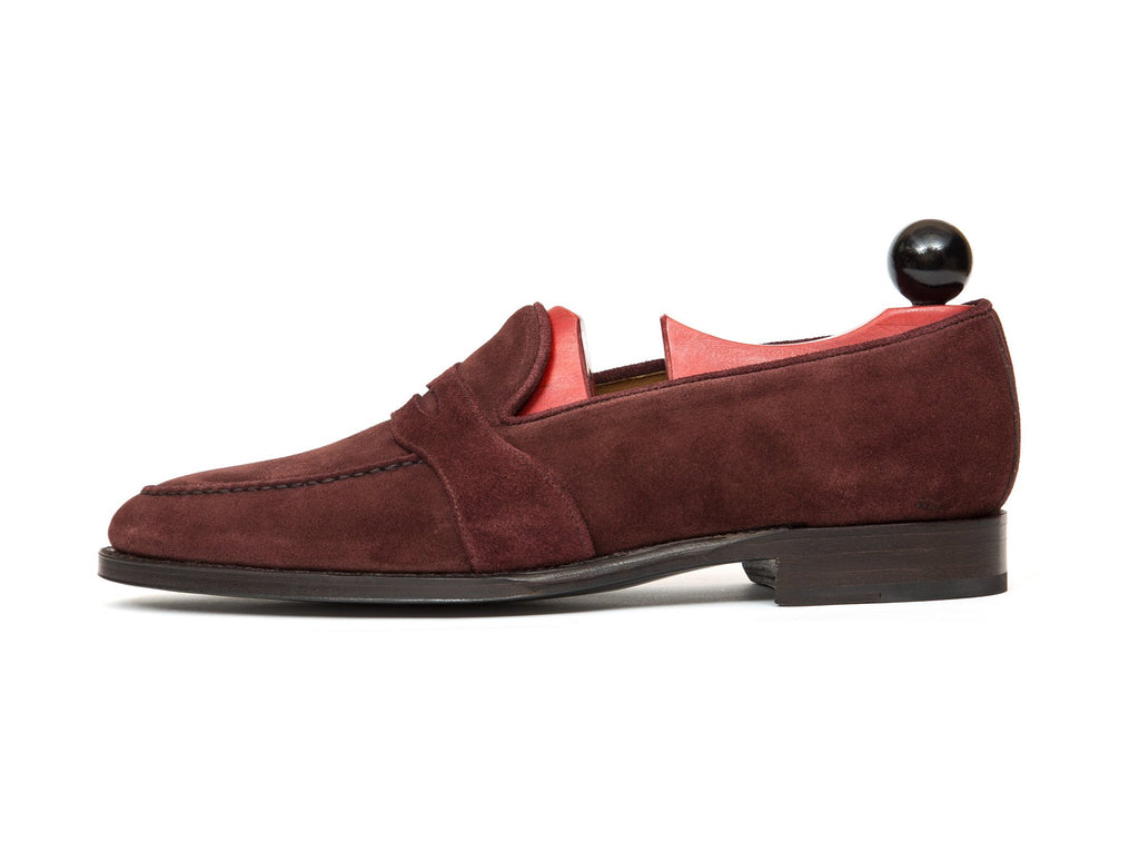 burgundy suede loafers