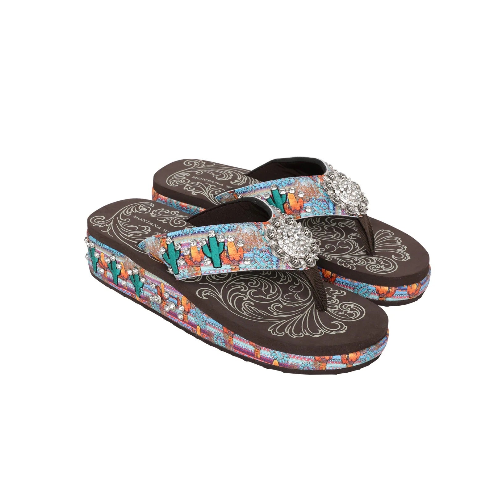 SEF19-S001 Montana West Cactus Print Flip Flops Sold By Case