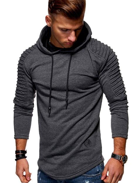 mens pleated sleeve hoodie