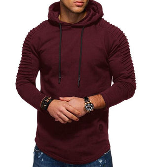 solid pleated hoodie