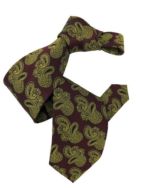 DMITRY 7-Fold Burgundy/Green Paisley Italian Silk Tie – Dmitry Ties