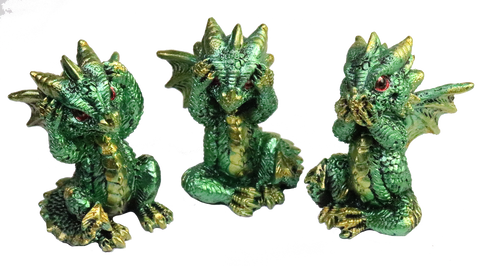 mythical green dragons hear, speak see no evil